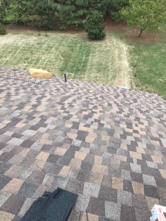 Completed architectural shingle roof — aerial view, metro Atlanta, GA