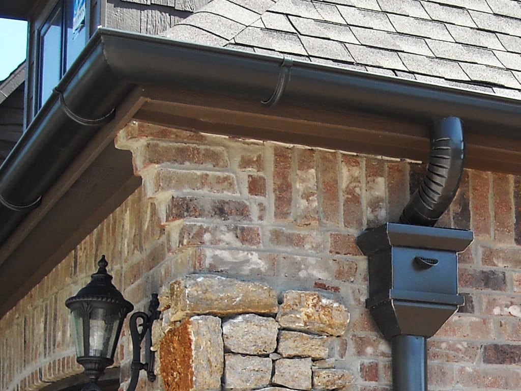 A close up of the gutter on a house