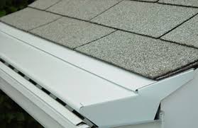 A close up of the gutter on a roof