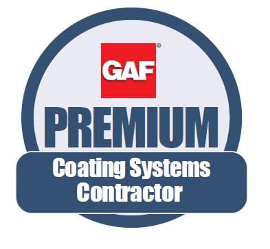 A picture of the gaf premium coating systems contractor logo.