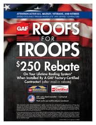 Gaf roofing rebate for troops