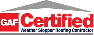A certified roofer logo.